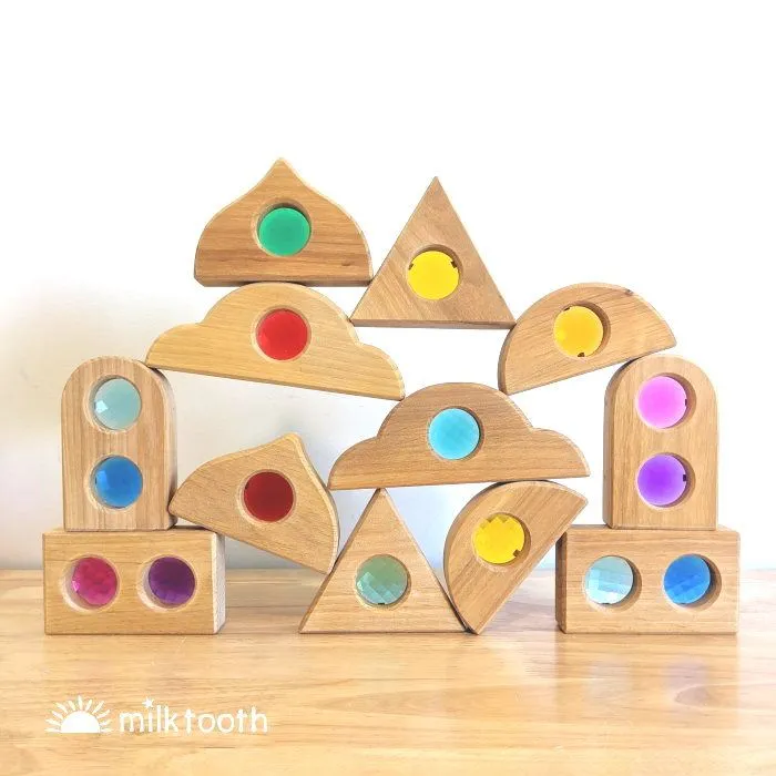 Bauspiel | Fairytale Window Shapes | 36 Blocks with Tray
