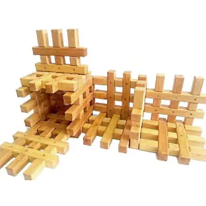 Bauspiel | Grids Natural | 12 Blocks with Tray
