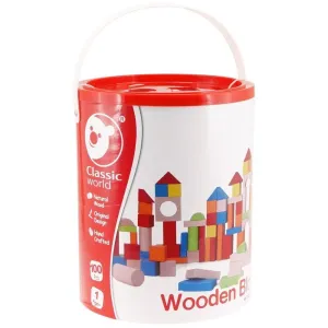 Classic World 100 Piece Wooden Blocks In Barrel