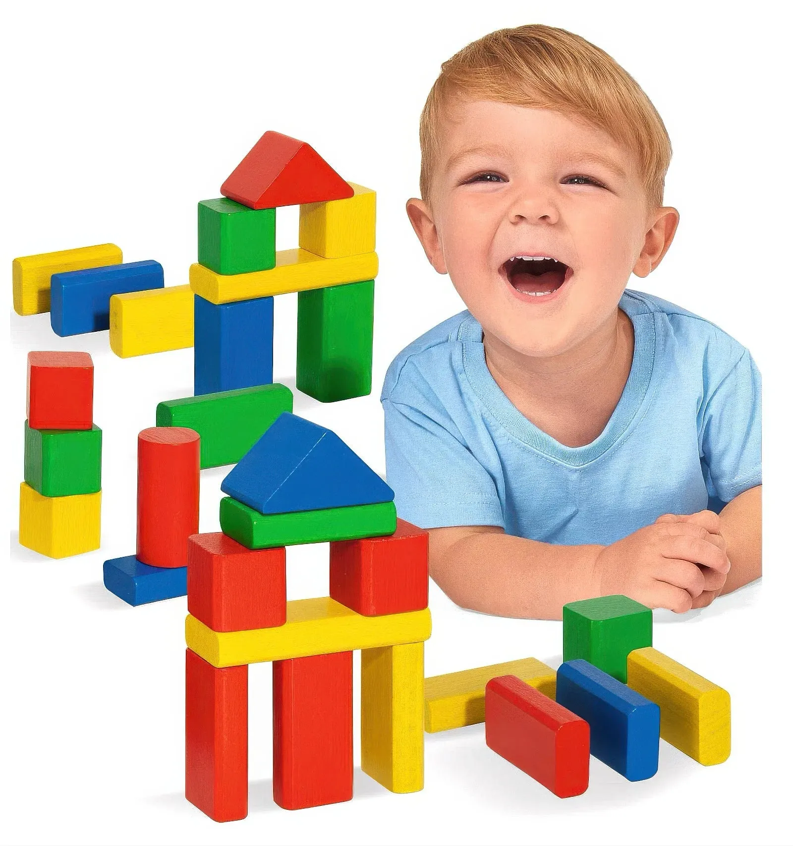 Eichhorn 50 Colourful Wooden Building Blocks