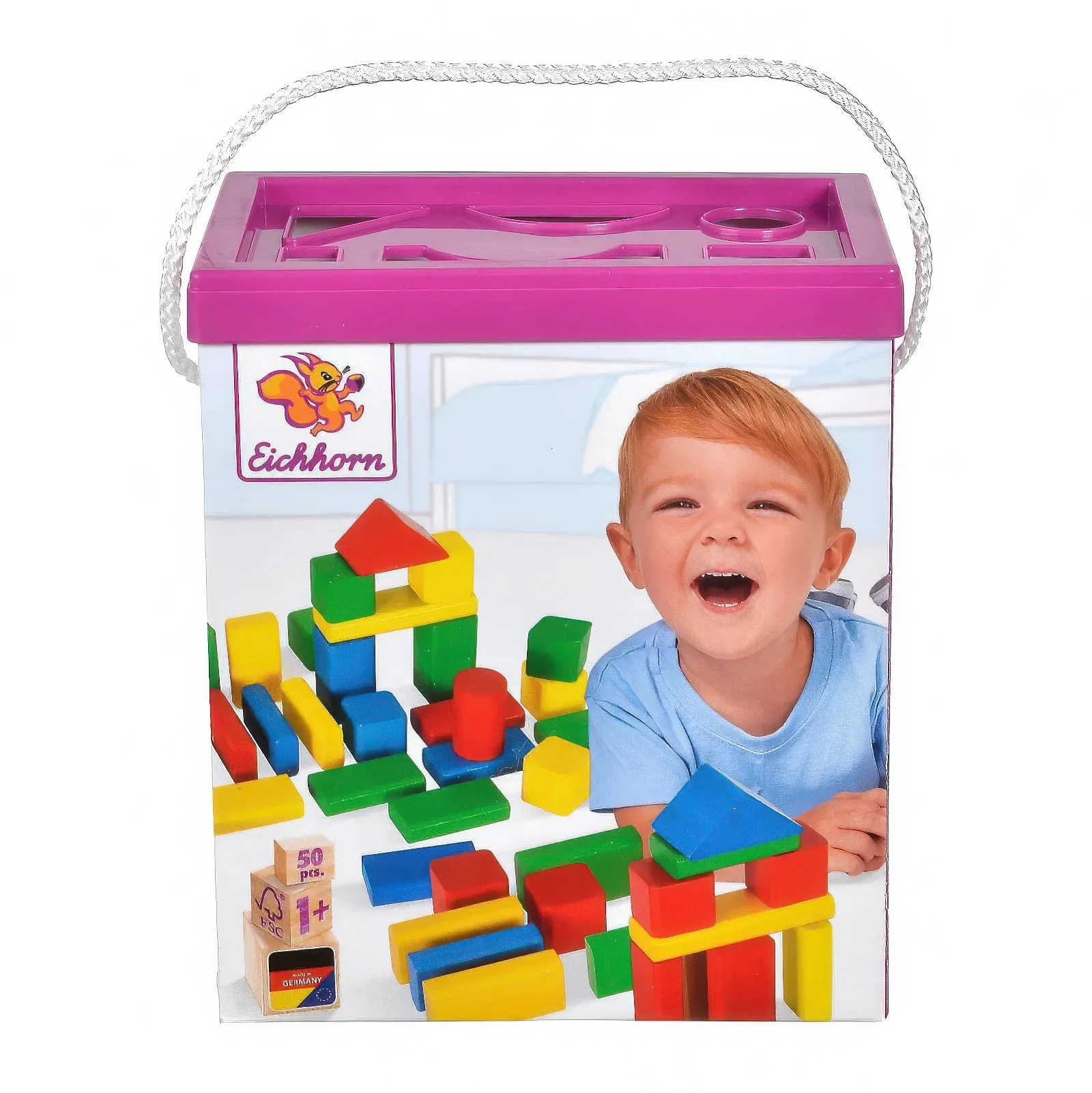 Eichhorn 50 Colourful Wooden Building Blocks
