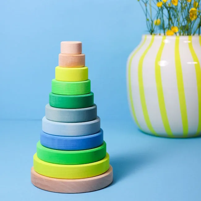 Grimm's | Conical Stacking Tower Neon Green