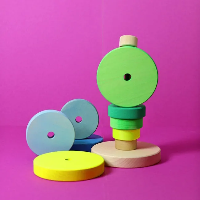 Grimm's | Conical Stacking Tower Neon Green