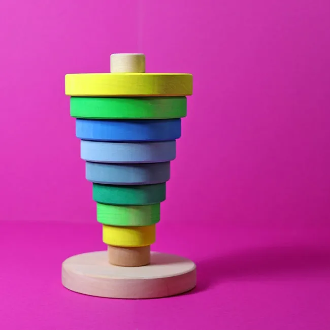 Grimm's | Conical Stacking Tower Neon Green