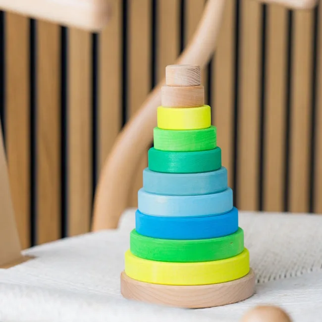 Grimm's | Conical Stacking Tower Neon Green