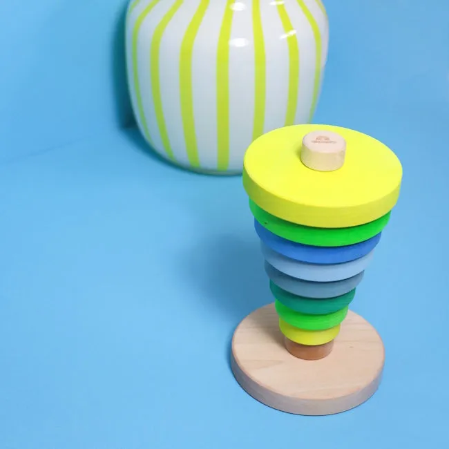 Grimm's | Conical Stacking Tower Neon Green