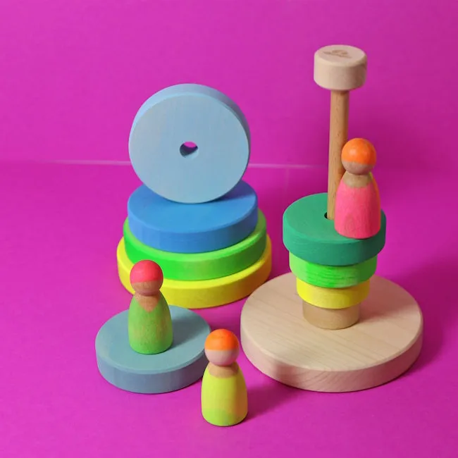 Grimm's | Conical Stacking Tower Neon Green