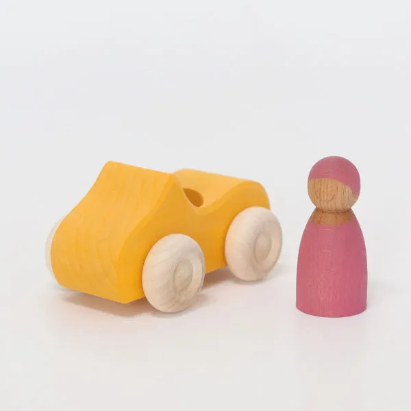 Grimm's | Convertible Car | Small | Yellow with Friend