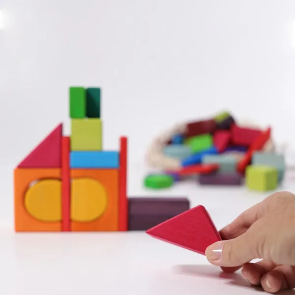 Grimm's | Geometric Blocks | Coloured 60 Pieces