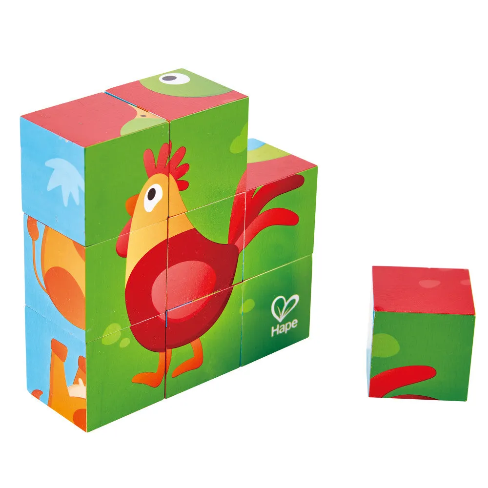 Hape Farm Animals 9pc Wooden Stacking Puzzle