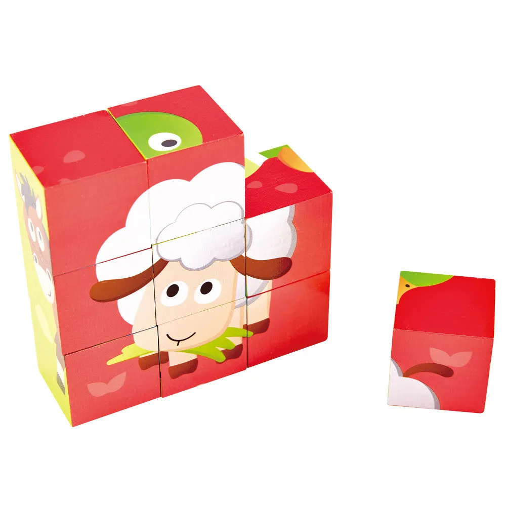 Hape Farm Animals 9pc Wooden Stacking Puzzle