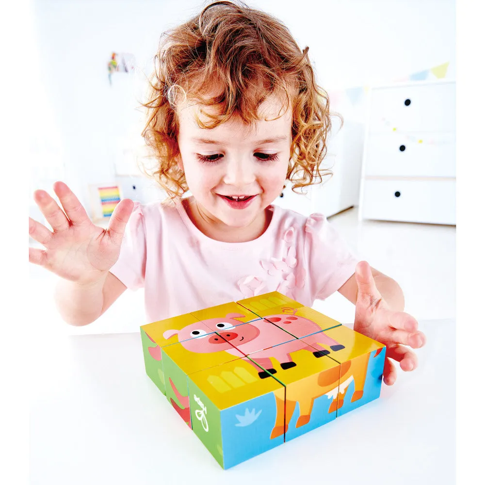 Hape Farm Animals 9pc Wooden Stacking Puzzle