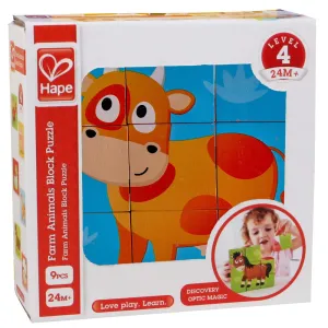 Hape Farm Animals 9pc Wooden Stacking Puzzle