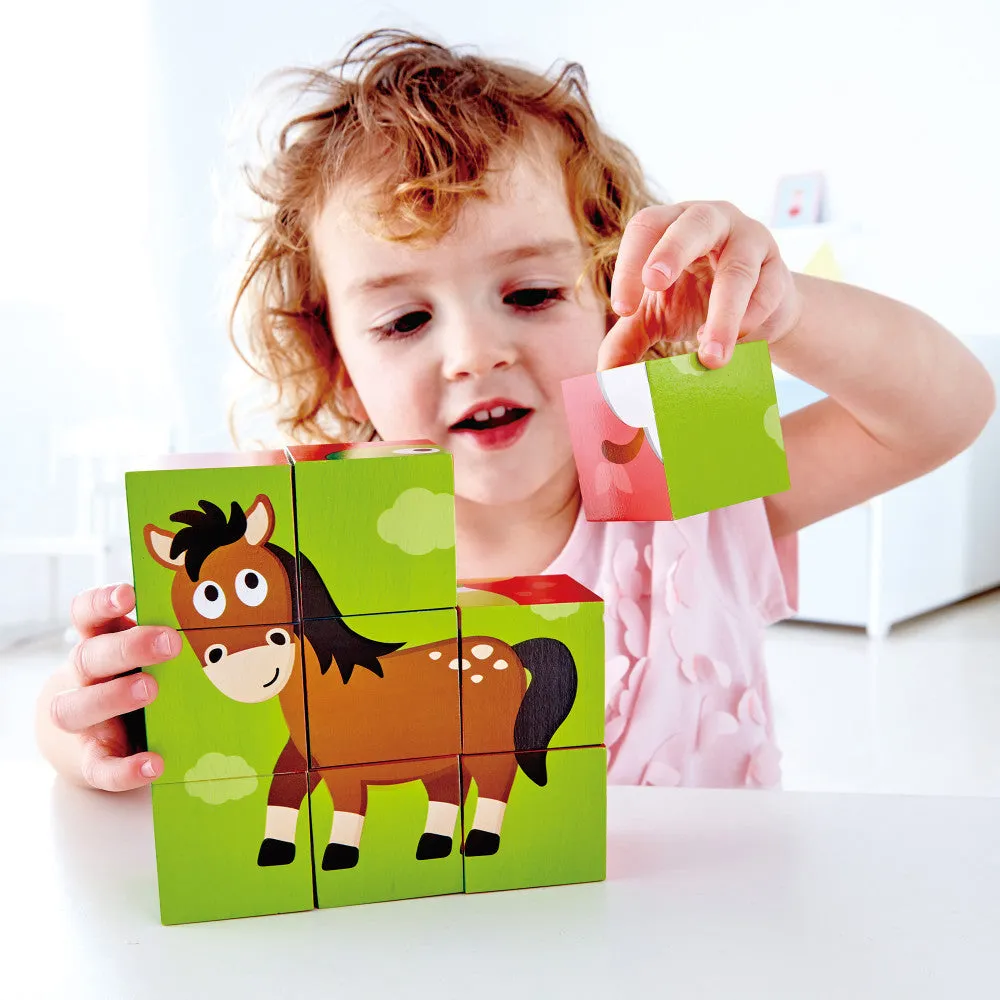 Hape Farm Animals 9pc Wooden Stacking Puzzle