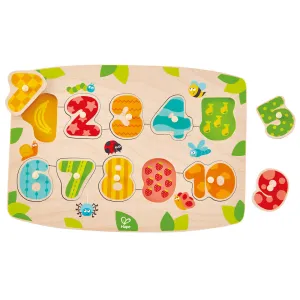 Hape Fruity Numbers 11pc Wooden Peg Puzzle - Colorful Educational Toy