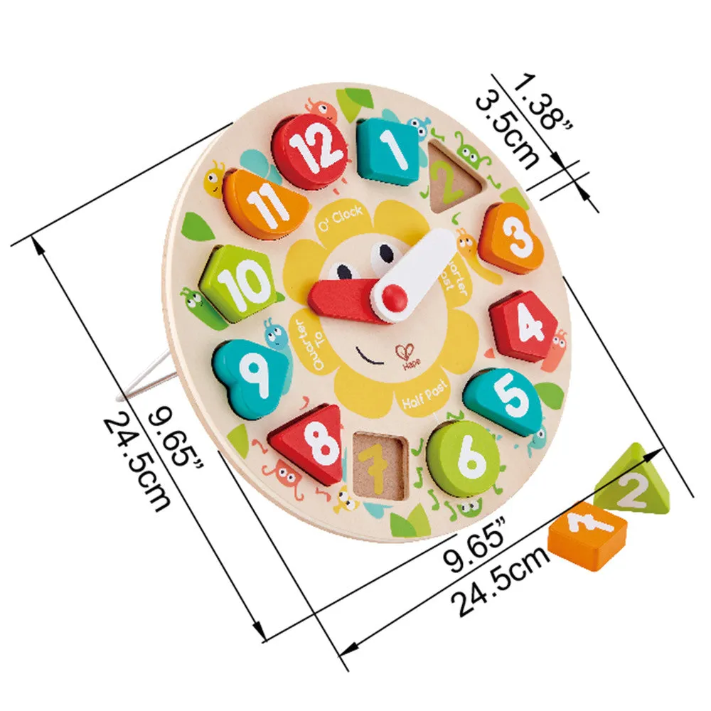 Hape Learn The Time Bug Puzzle - 13pc Colorful Wooden Clock
