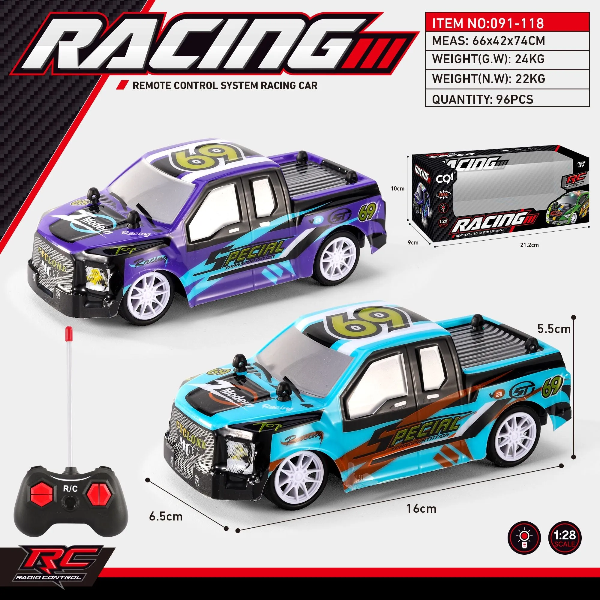 High Speed Racing 1:28 Remote Control Racing Ute Assorted Styles