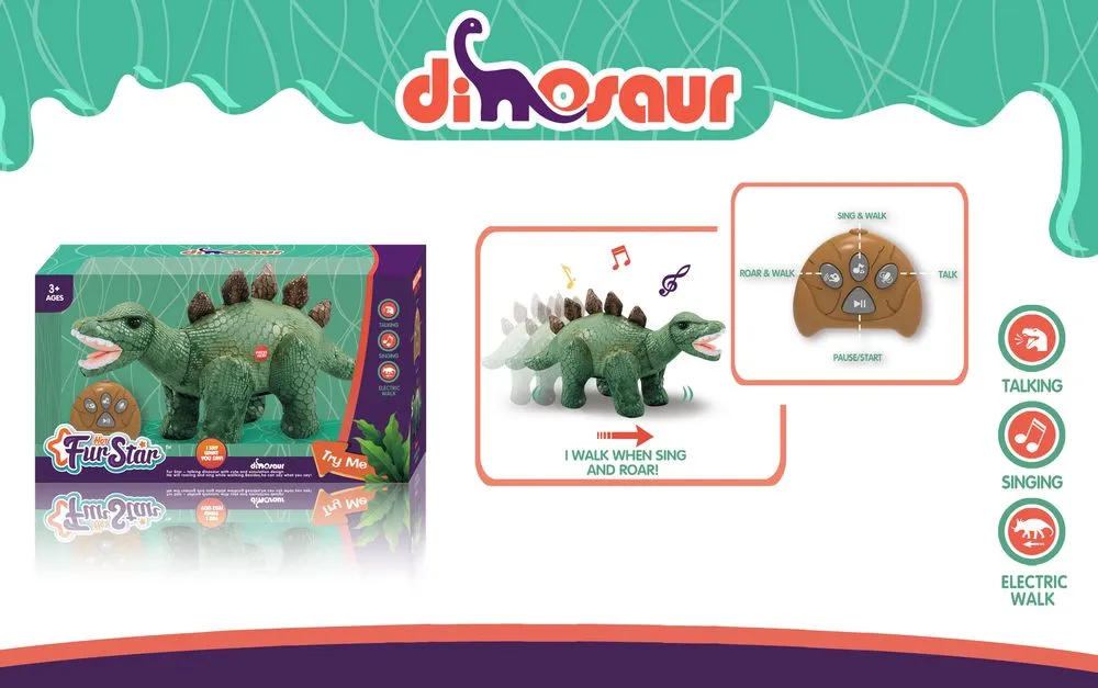 Hot Fur Star Remote Control Simulation Plush Stegosaurus
