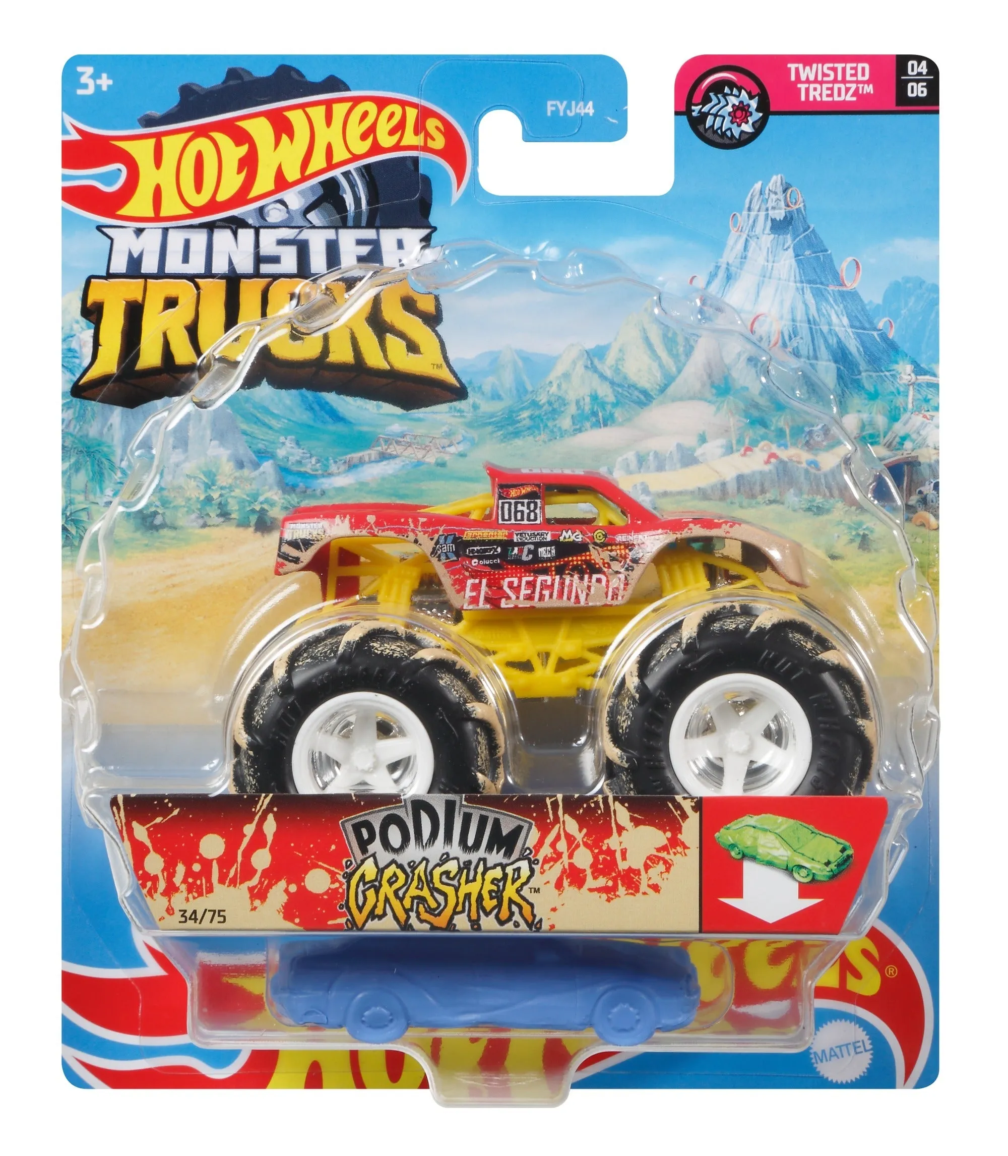Hot Wheels 1:64 Monster Trucks Twisted Tredz 4/6 Podium Crasher