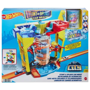 Hot Wheels City Color Reveal Stunt & Splash Car Wash Playset