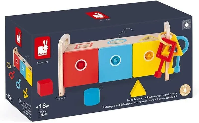 Janod Essentiel Shape Sorter Box With Keys