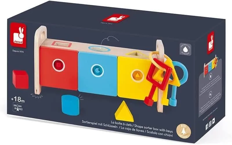 Janod Essentiel Shape Sorter Box With Keys