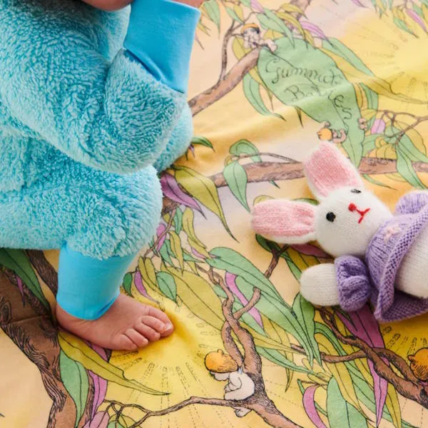 Kip and Co x May Gibbs | Flannelette Baby Fitted Sheet Sunrise Delight
