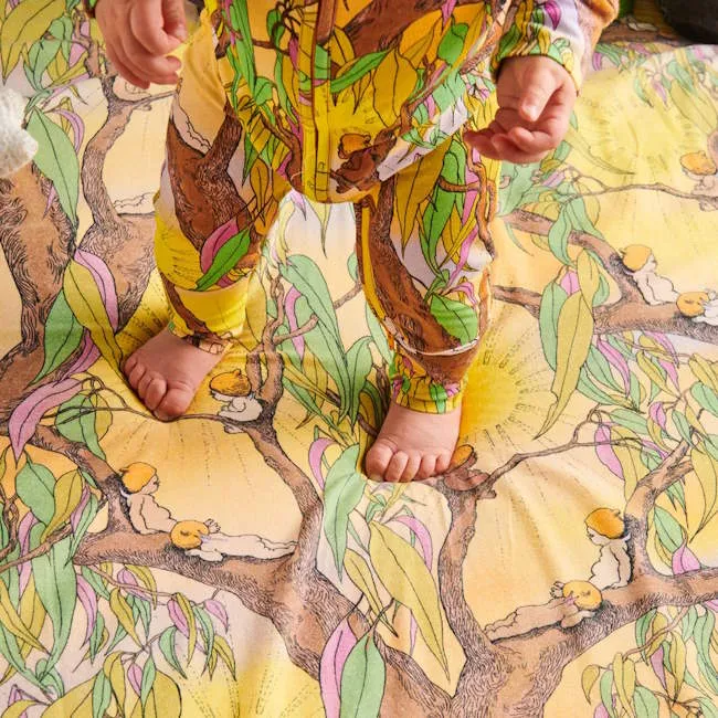 Kip and Co x May Gibbs | Flannelette Baby Fitted Sheet Sunrise Delight