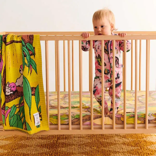 Kip and Co x May Gibbs | Flannelette Baby Fitted Sheet Sunrise Delight