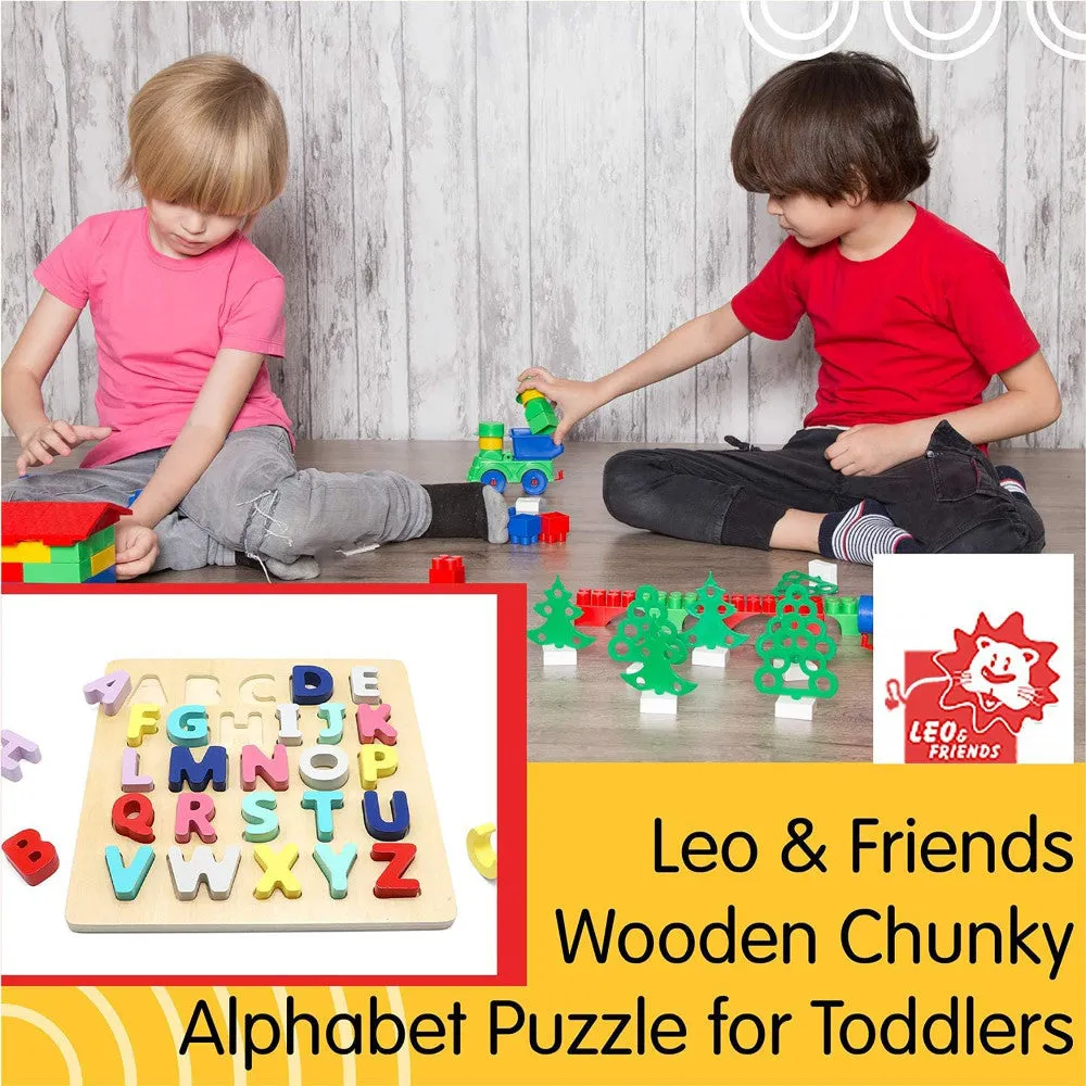 LEO & FRIENDS Wooden Chunky Alphabet Puzzle - 27 Piece Set