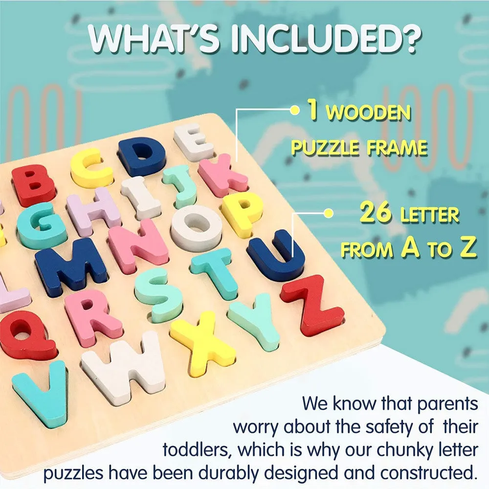 LEO & FRIENDS Wooden Chunky Alphabet Puzzle - 27 Piece Set