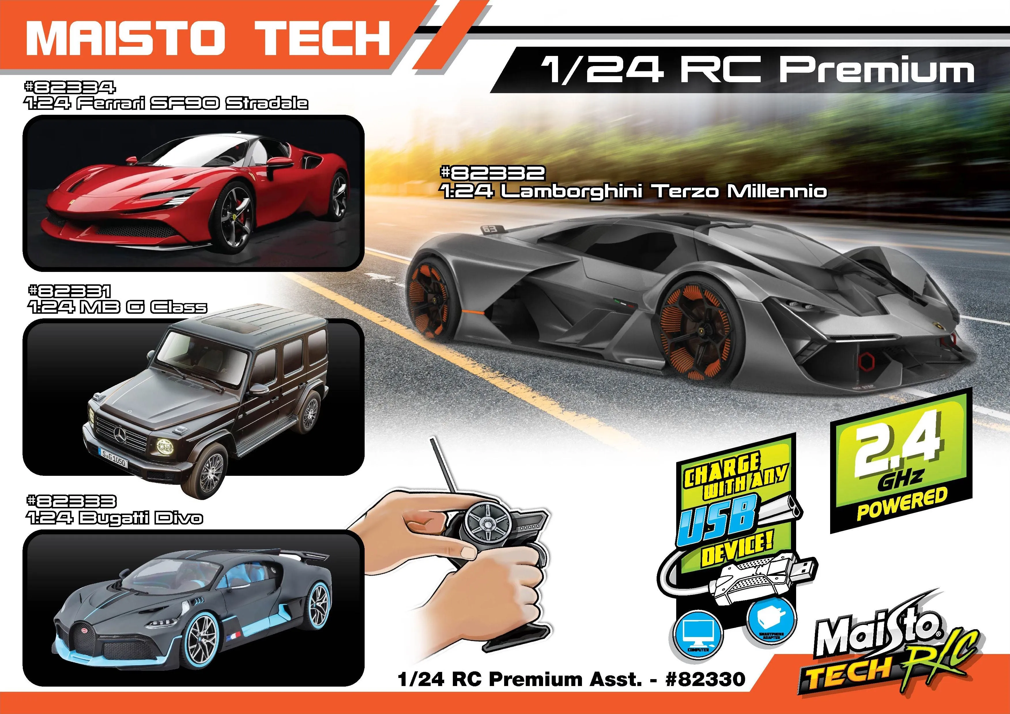 Maisto Tech 2.4Ghz Remote Control Premium Vehicle 1:24 Lamborghini Terzo Millennio