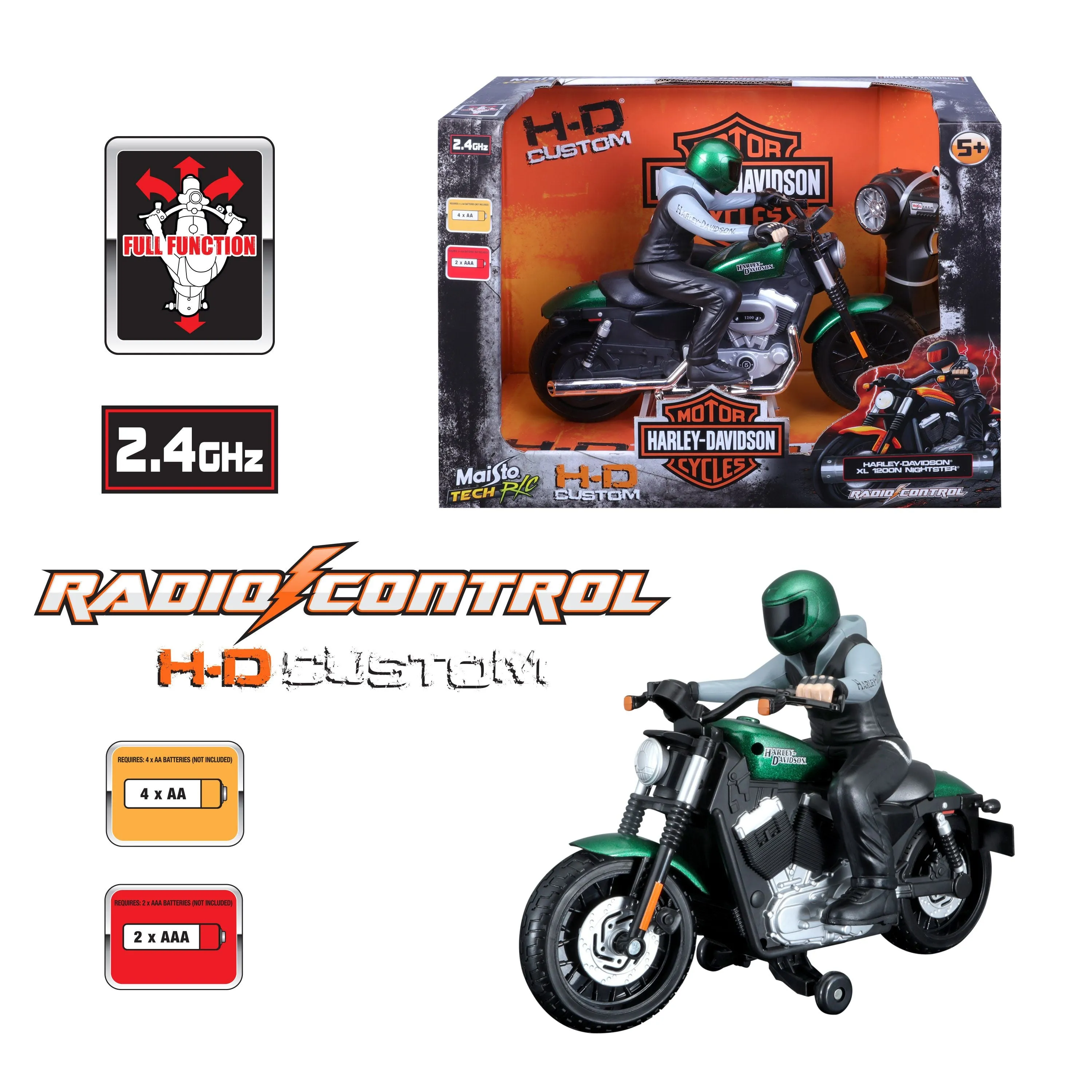 Maisto Tech R/C Harley Davidson Xl1200n Nightster Orange Remote Control Motorbike