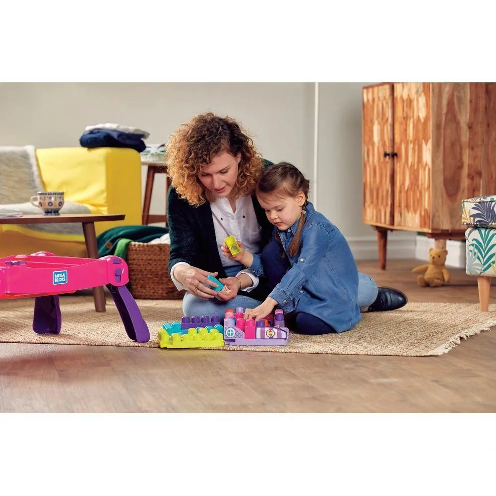 Mega Bloks Build & Learn Table Pink Educational Toy - Pink