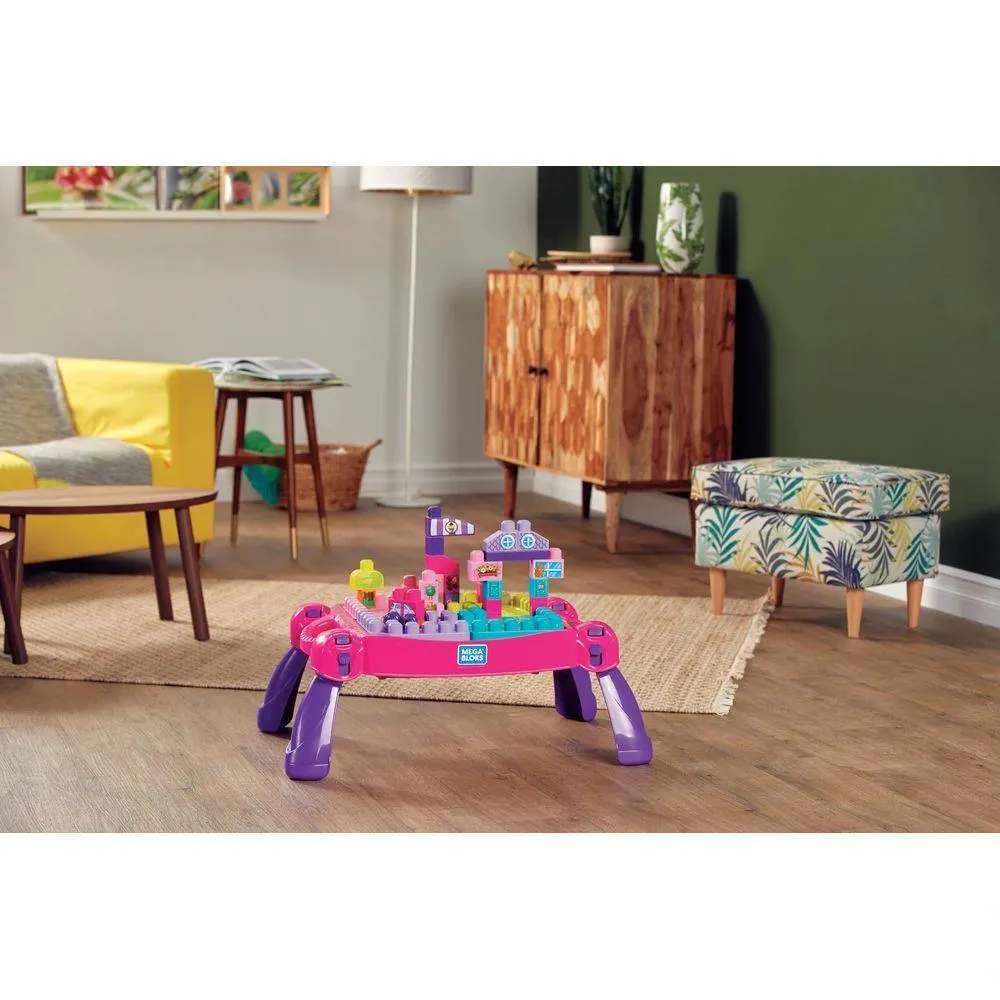 Mega Bloks Build & Learn Table Pink Educational Toy - Pink