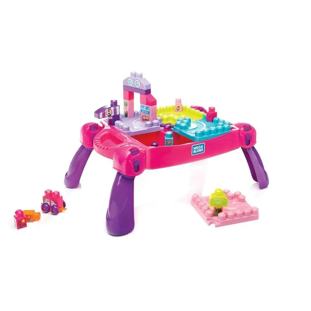Mega Bloks Build & Learn Table Pink Educational Toy - Pink