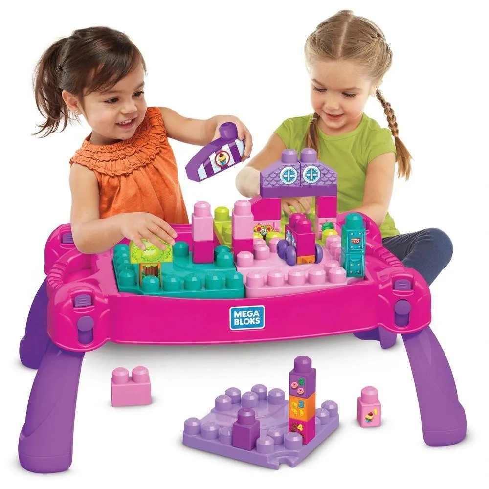 Mega Bloks Build & Learn Table Pink Educational Toy - Pink