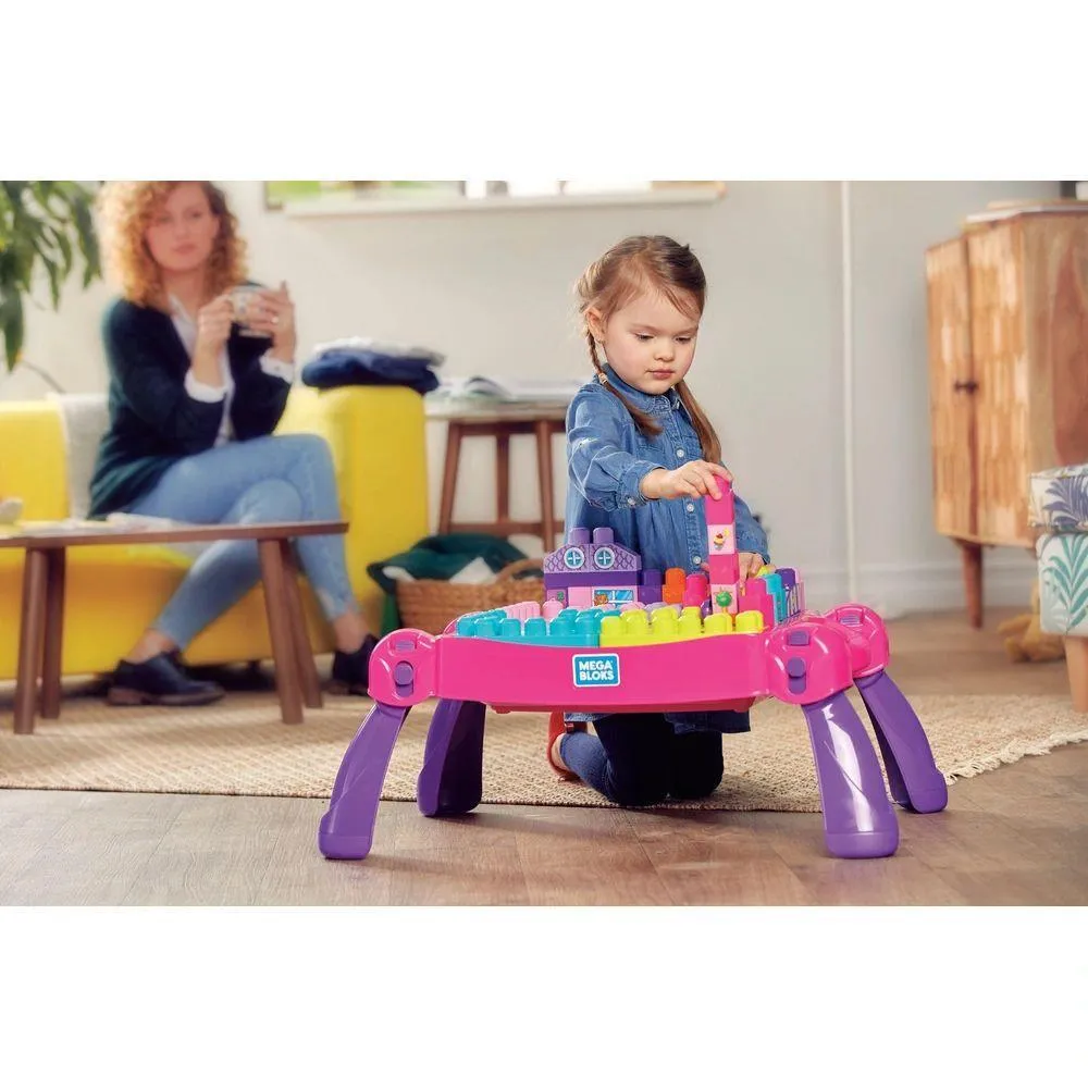 Mega Bloks Build & Learn Table Pink Educational Toy - Pink