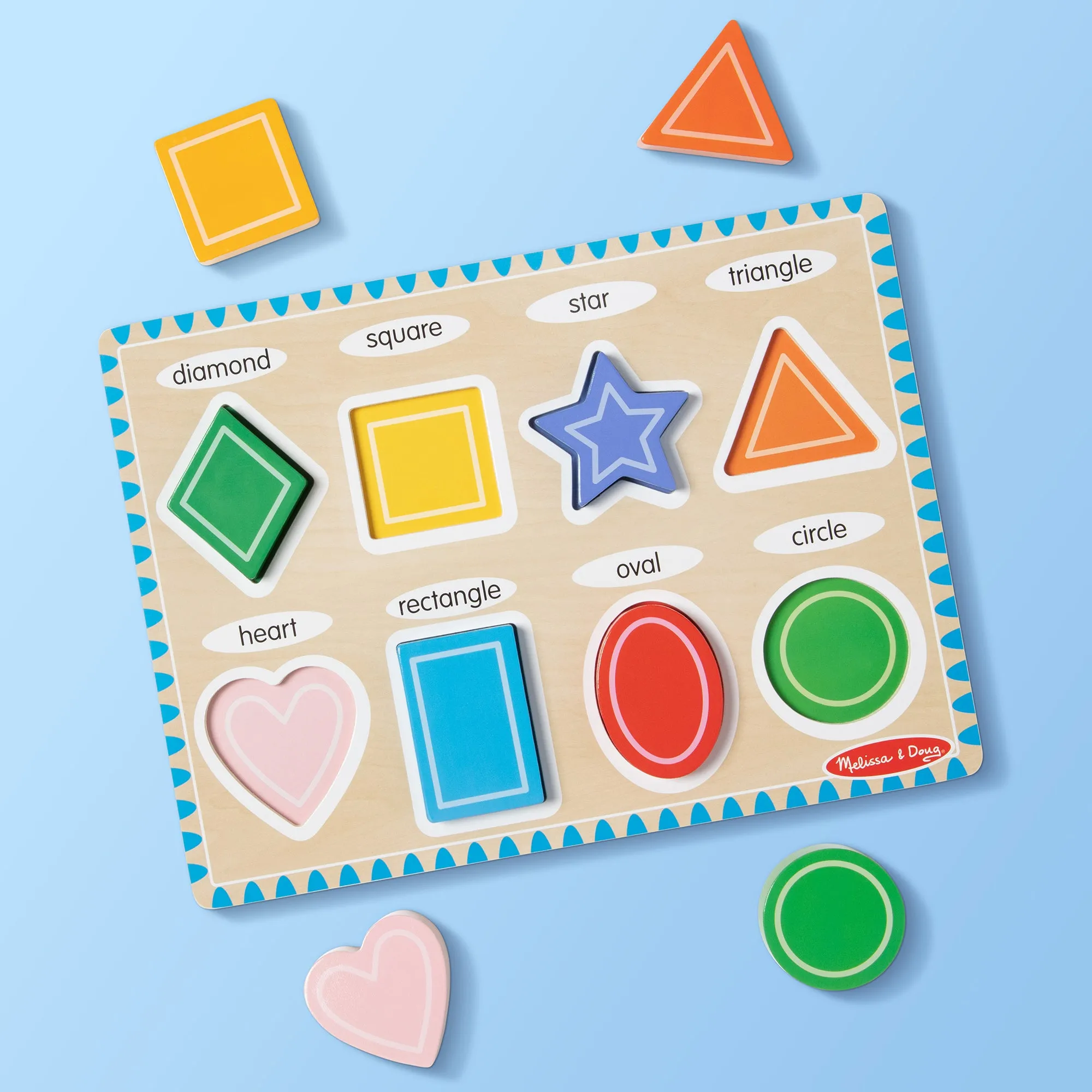 Melissa & Doug Bright Shapes 8-Piece Wooden Chunky Puzzle