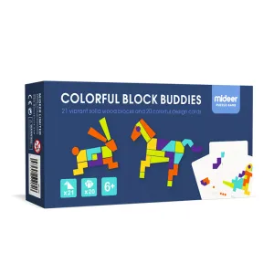 MiDeer 41-Piece Wooden Geometric Imagination Puzzle Set