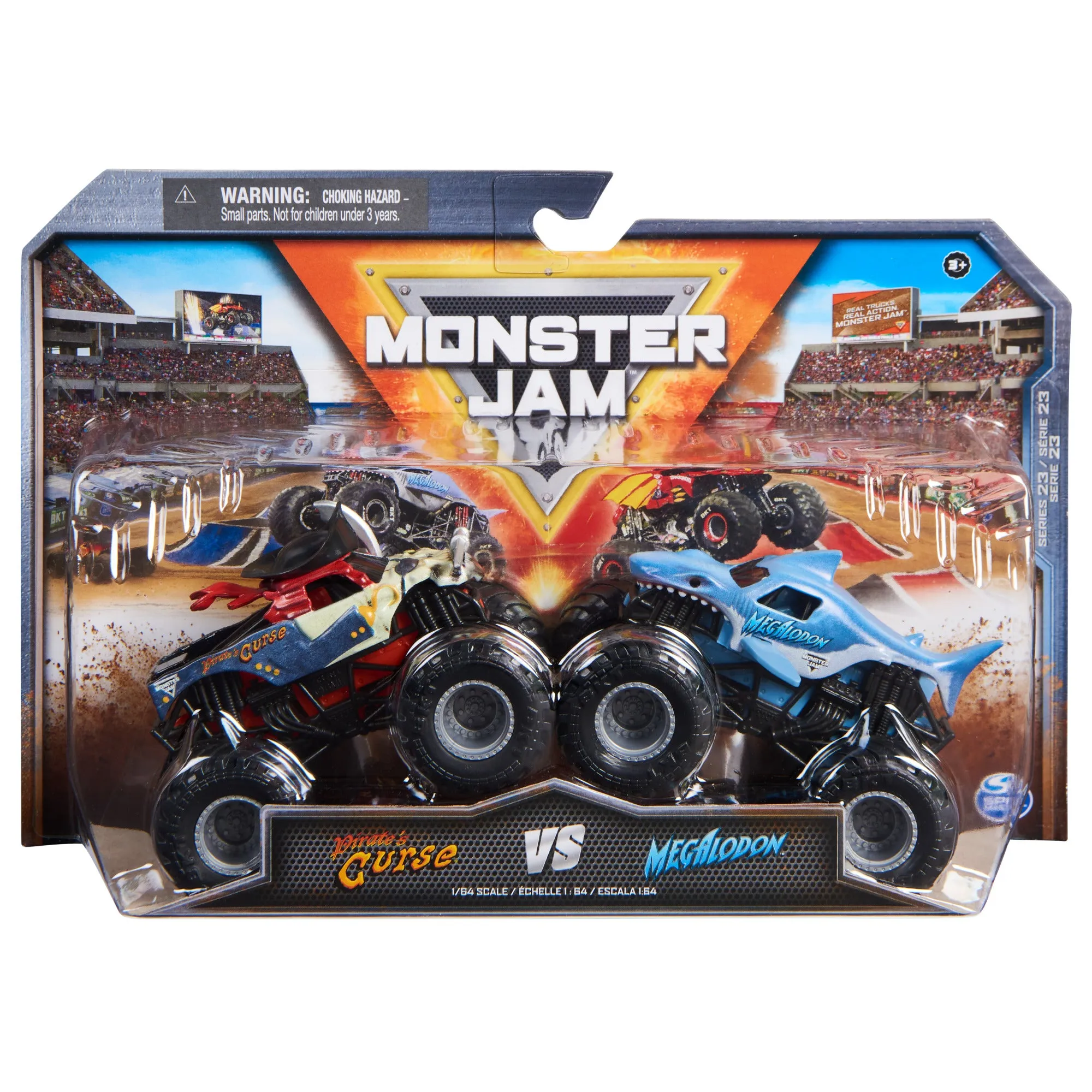 Monster Jam 1:64 2 Pack Series 23 Pirate's Curse Vs MEGAlodon