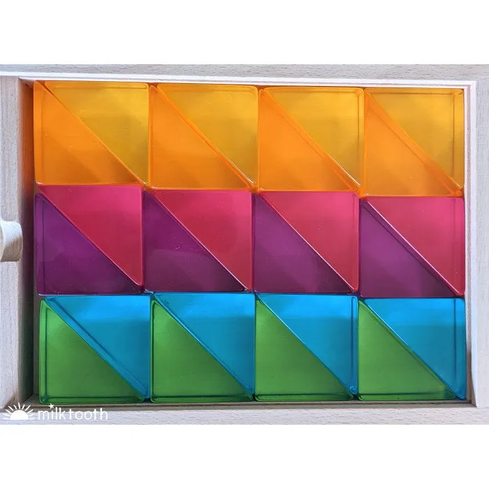 Papoose | Large Lucite Triangles | 24 Pieces with Tray