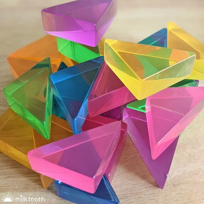 Papoose | Large Lucite Triangles | 24 Pieces with Tray