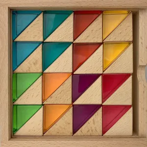Papoose | Wood & Lucite Small Triangles | 32 Pieces with Tray