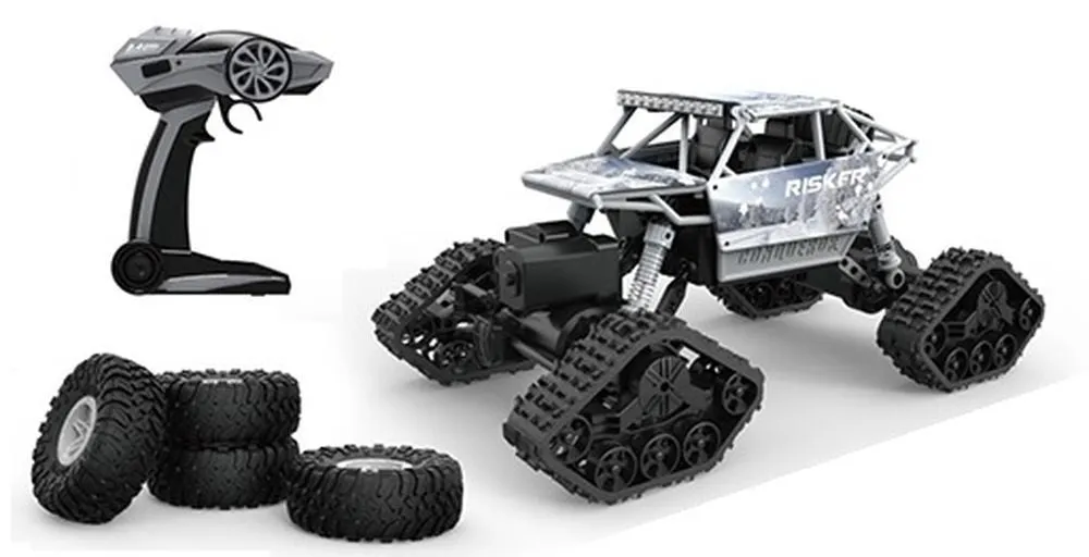 Rock Through 1:18 Remote Control Off Roader With Tracks Silver Risker Climb