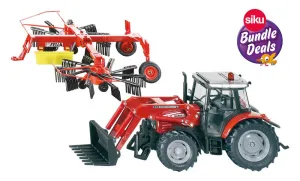 Siku 1:32 Massey Ferguson & Whirl Rake Bundle (3653 & 2451)