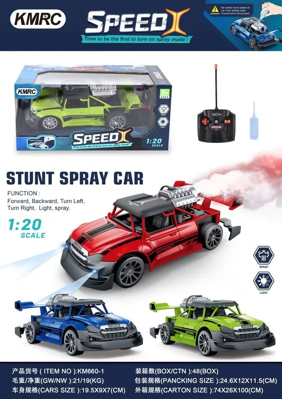 SPEEDX 1:20 REMOTE CONTROL STUNT SPRAY CAR WITH FOG EXHAUST RED