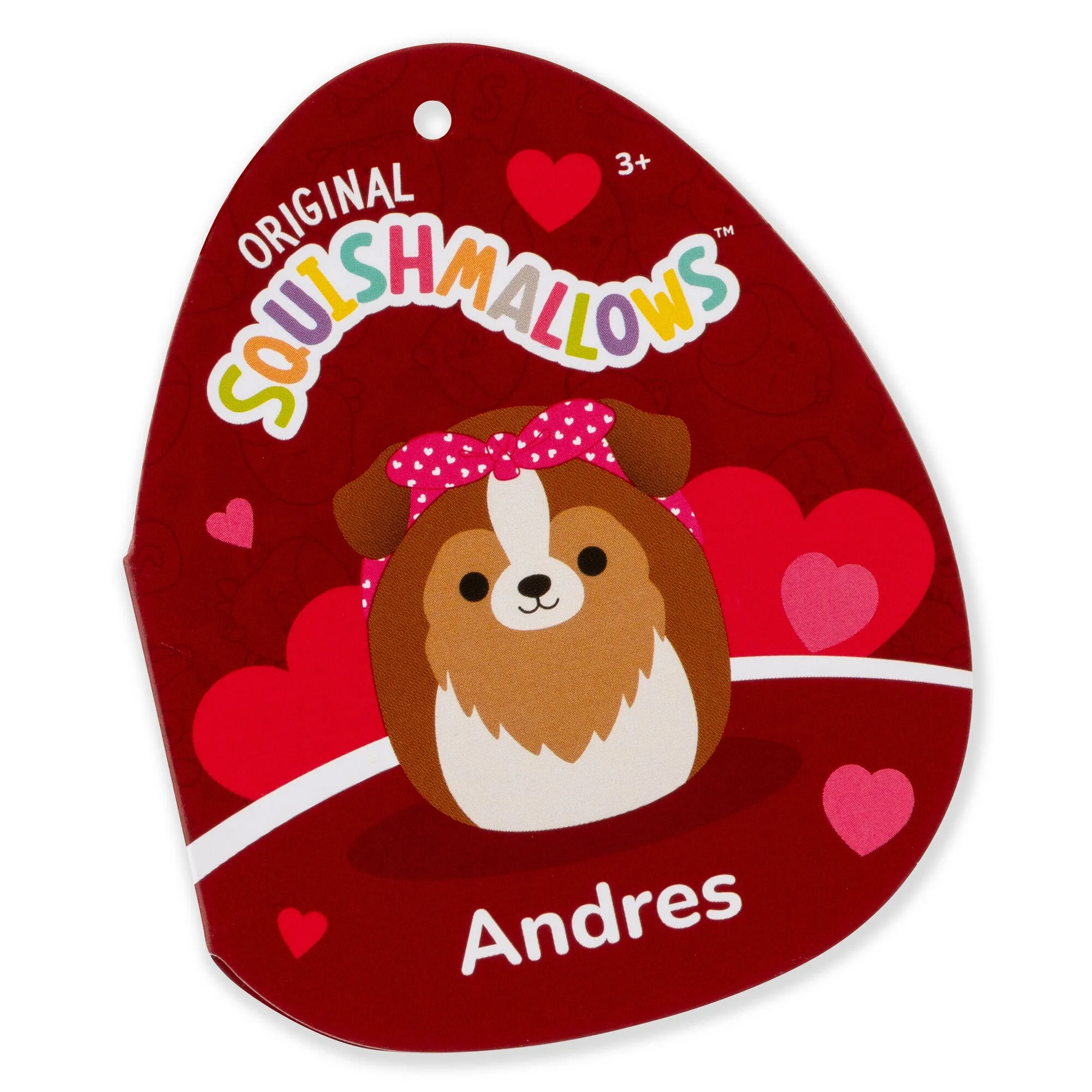 Squishmallows Valentines 3.5 Inch Plush Clip-On Andres The Sheltie
