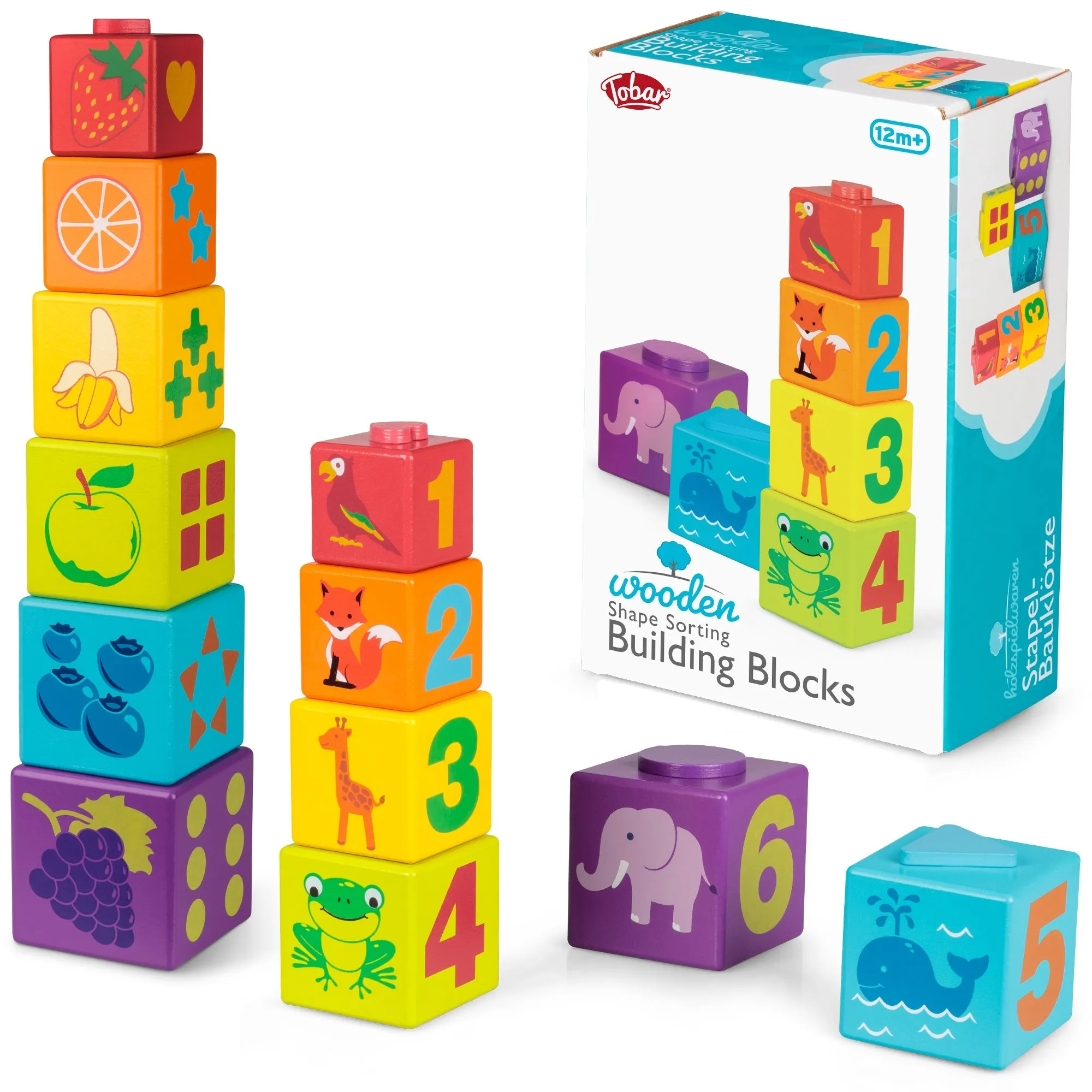 Tobar Wooden Shape Sorting Building Blocks