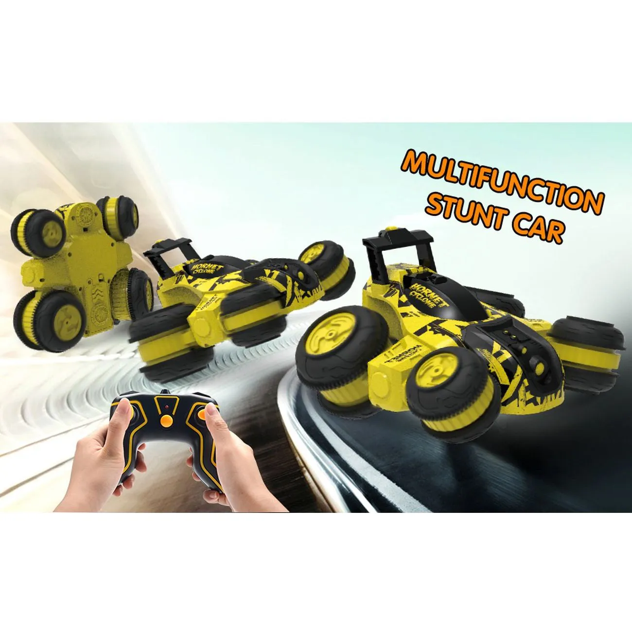 TURBO STORM REMOTE CONTROL STUNT CAR YELLOW